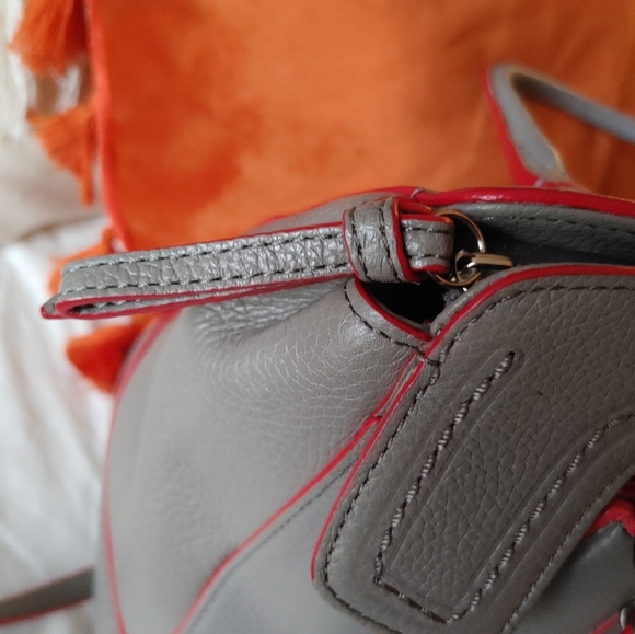 Coach Grey and Red Satchel Bowler Handbag - Picture 5 of 11